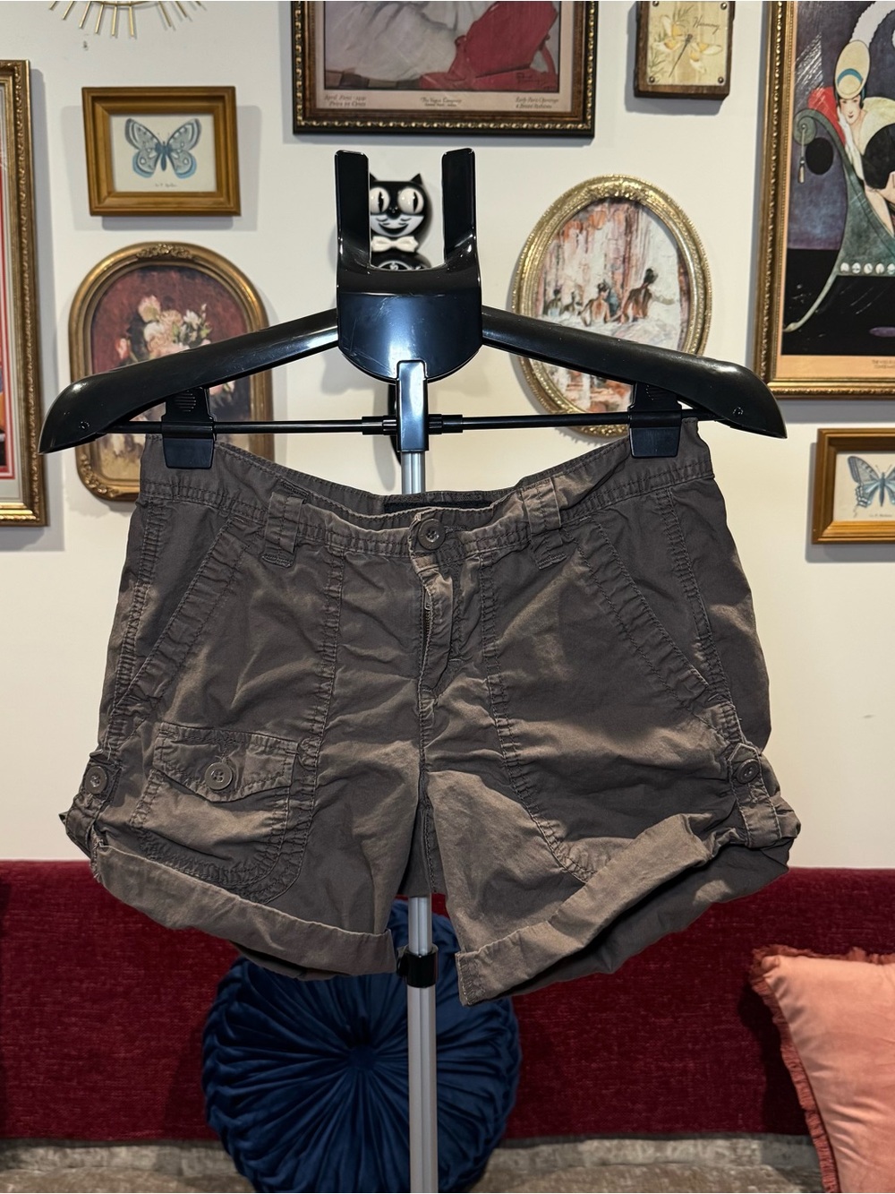 Calvin Klein Jeans Y2K Brown Rolled-Hem Cargo Pocket Jean Shorts